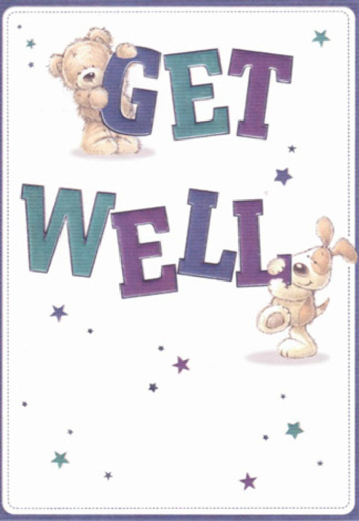 The cheerful spirit of Queen's Park resonates in this whimsical get well card, where a friendly teddy bear and an exuberant puppy play their part in sending heartfelt wishes. Amid a gentle, creamy white canvas, the bear reaches down from the top of the bold, oversized 'GET,' while the puppy joyfully balances beside the robust lettering of 'WELL.' These loving figures are rendered in rich, tactile hues-think the lush, calming purples and aquas reminiscent of a summer bouquet from the Queen's Park Farmers' Market-each brushstroke thoughtfully placed to evoke softness and care. The sparkling stars that scatter across the card act as visual messengers of encouragement, much like the kindness that flourishes in this vibrant neighbourhood. The confident typography anchors the design with a sense of playful assurance, as if the card itself is a buoyant friend, ready to brighten someone's day. The detailed illustration technique draws the eye to the velvety texture of fur and the light-filled expanse behind, echoing the comfort of a well-crafted floral arrangement. Sending this card from Queen's Park Flowers would be more than a gesture; it's a note of collective support, designed to lift the hearts of those on their way to recovery.